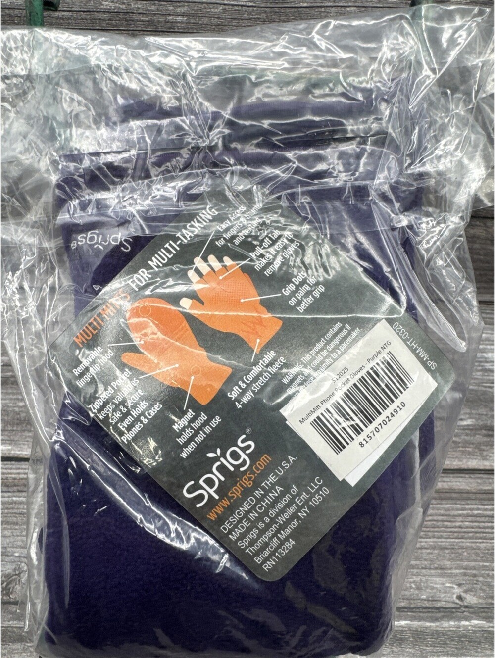 Sprigs Women’s Touchscreen Fleece Gloves Purple M/L Outdoor Running